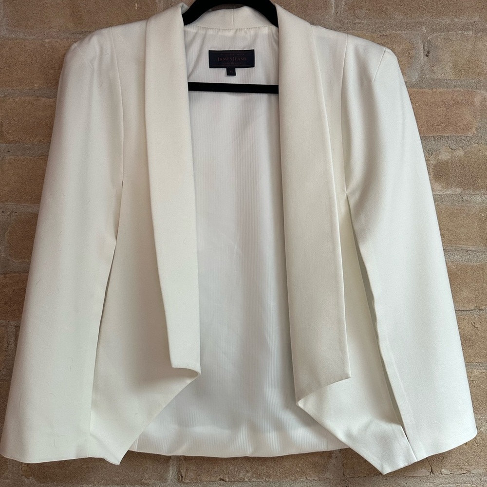 James Jeans White Cape Blazer, Size Medium